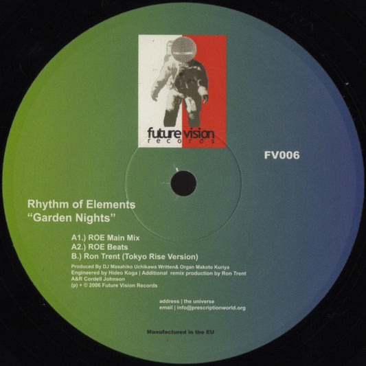 Rhythm Of Elements – Garden Nights (12", Future Vision Records, 2006) Front Cover