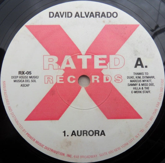David Alvarado – Aurora (12", Rated X Records, 1995) Front Cover
