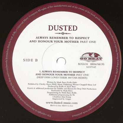 Dusted – Always Remember To Respect And Honour Your Mother - Part One (12", Go! Beat, 2000) Image 4