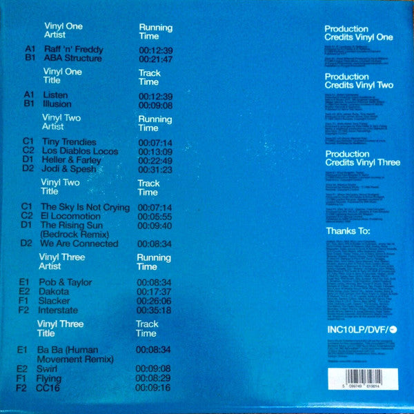 John Digweed – Bedrock: Compiled & Unmixed (3xLP, INCredible, 1999) Back Cover