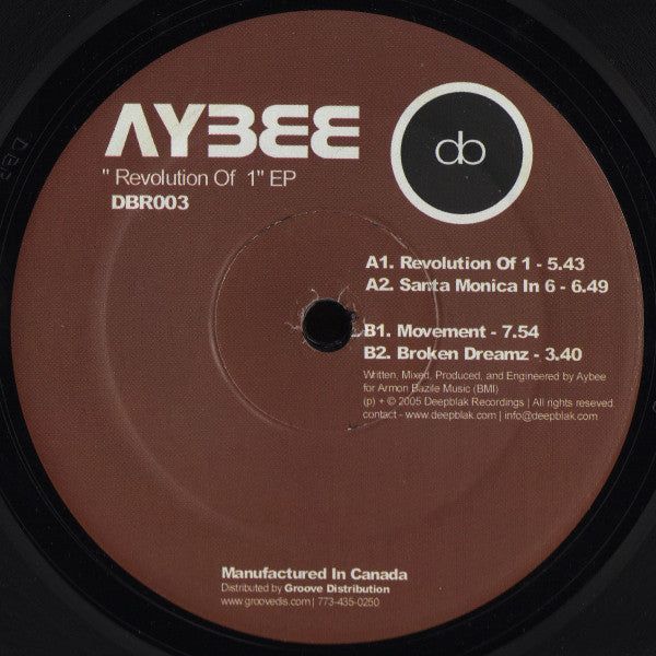 Aybee – Revolution Of 1 EP (12", Deepblak, 2005) Front Cover