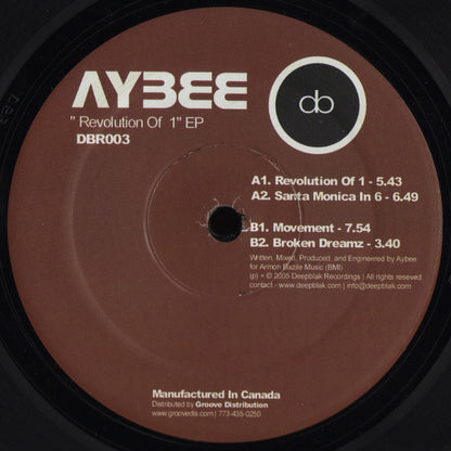 Aybee – Revolution Of 1 EP (12", Deepblak, 2005) Front Cover