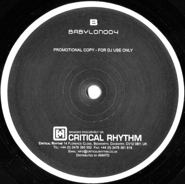 Can Costa – Dizzy Synths (12", Babylon Records, 2005) Back Cover