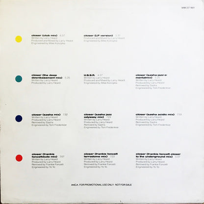 Mr Fingers – Closer (2x12", MCA Records, 1992) Back Cover
