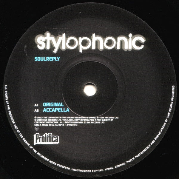 Stylophonic – Soulreply (12", Prolifica, 2003) Image 3