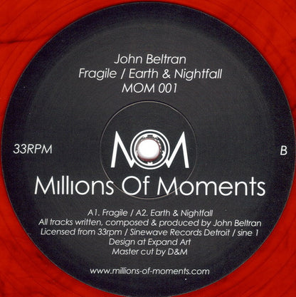 John Beltran – Fragile / Earth & Nightfall (12", Red Transparent, Millions Of Moments, 2007) Front Cover