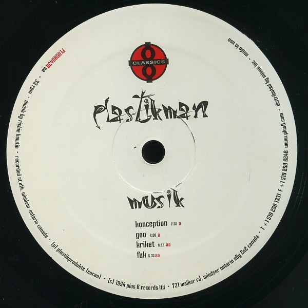 Plastikman – Musik (2x12", Plus 8 Records, 2002) Back Cover