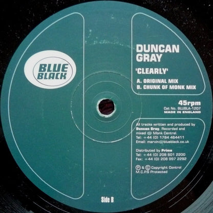 Duncan Gray – Clearly (12", Blue Black, 2001) Front Cover