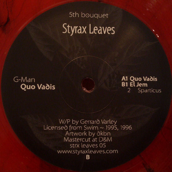 G-Man – Quo Vadis (12", Red Translucent, Marbled, Styrax Leaves, 2007) Back Cover