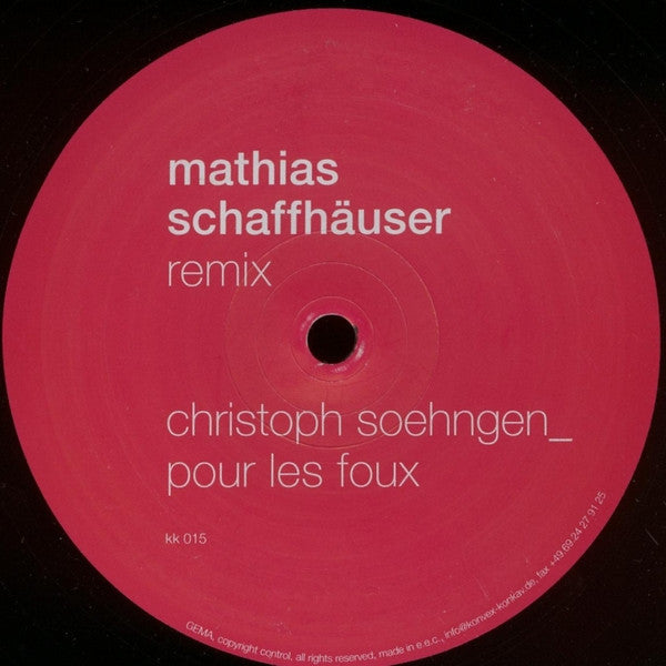 Christoph Soehngen – Pour Les Foux (12", Konvex | Konkav, 2002) Front Cover