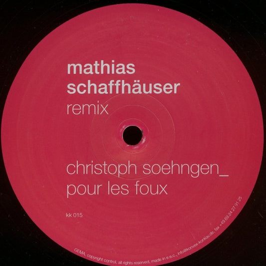Christoph Soehngen – Pour Les Foux (12", Konvex | Konkav, 2002) Front Cover