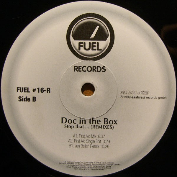 Doc In The Box – Stop That... (Remixes) (12", Fuel Records, 1999) Back Cover