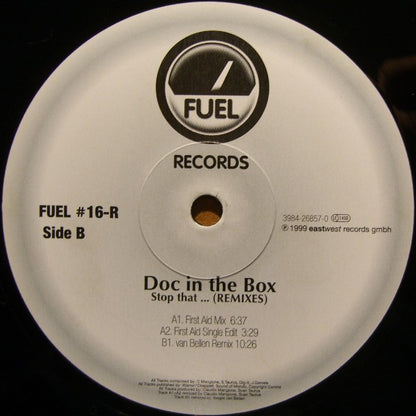 Doc In The Box – Stop That... (Remixes) (12", Fuel Records, 1999) Back Cover