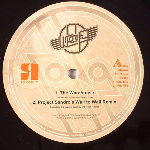 Woolfy – The Warehouse (12", Rong Music, 2006) Front Cover