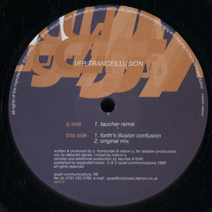 VFR – Tranceillusion (12", Quad Communications, 1998) Front Cover