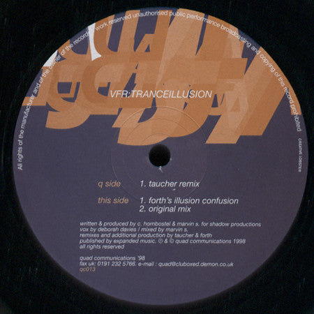 VFR – Tranceillusion (12", Quad Communications, 1998) Front Cover