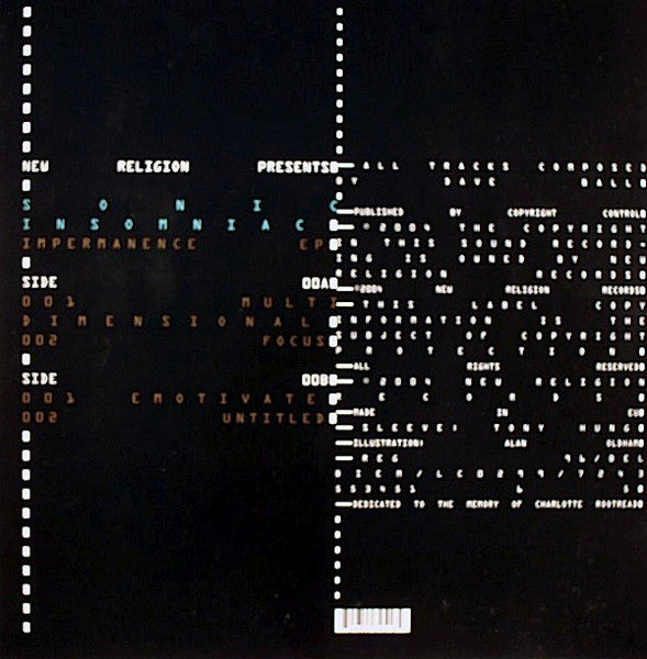 Sonic Insomniac – Impermanence EP (12", New Religion, 2004) Back Cover