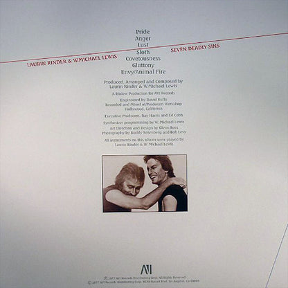 Laurin Rinder & W. Michael Lewis – Seven Deadly Sins (LP, Unofficial, AVI Records, 2006) Image 4