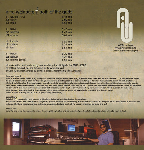 Arne Weinberg – Path Of The Gods (2xLP, AW-Recordings, 2007) Back Cover