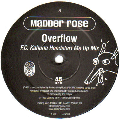 Madder Rose – Overflow (12", Cooking Vinyl, 1999) Front Cover
