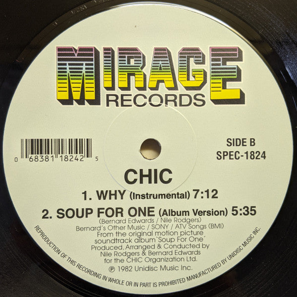 Chic – Soup For One (12", Mirage, 2021) Back Cover