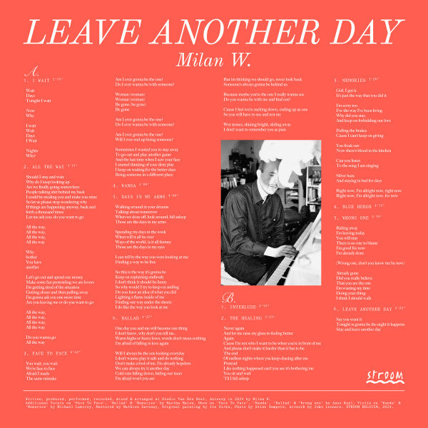 Milan W. – Leave Another Day (LP, Red Artwork, Stroom, 2026) Back Cover