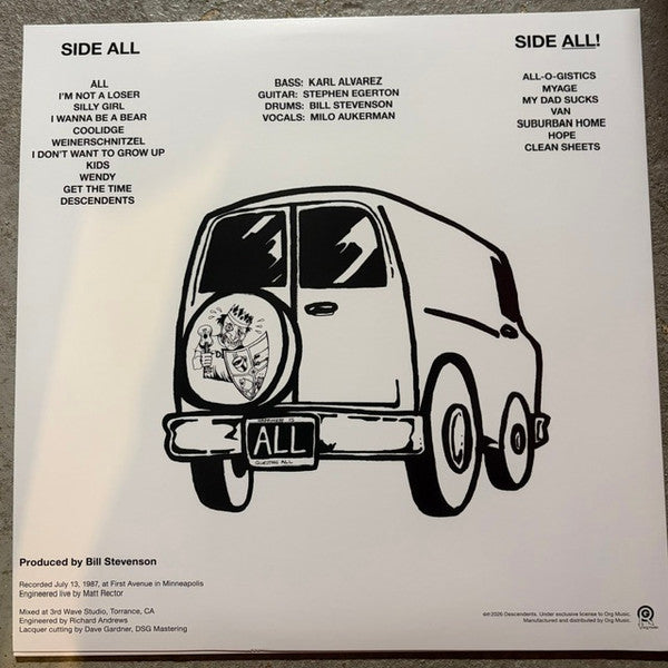 Descendents – Liveage! (LP, ORG Music, 2026) Back Cover