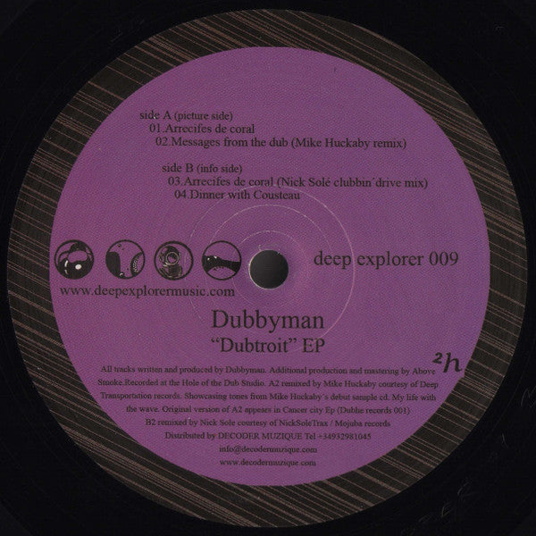 Dubbyman – Dubtroit EP (12", Deep Explorer, 2007) Front Cover