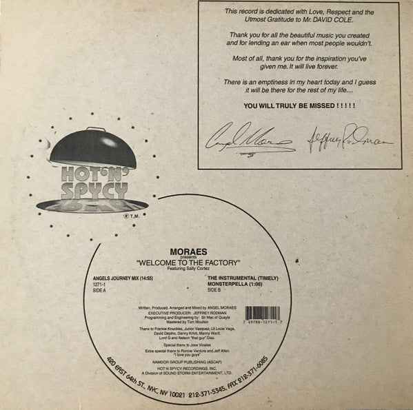 Moraes Featuring Sally Cortez – Welcome To The Factory (12", Hot 'N' Spycy, 1995) Image 3