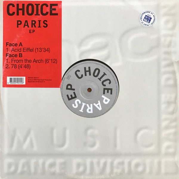 Choice – Paris EP (12", Fnac Music Dance Division, 1993) Front Cover