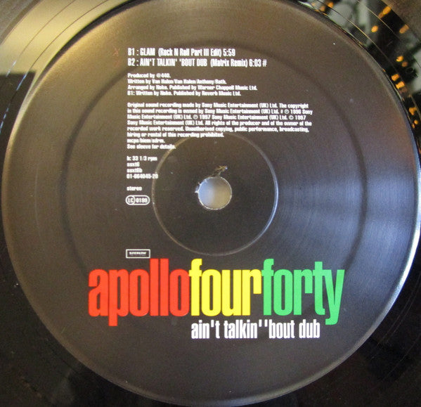 Apollo Four Forty – Ain't Talkin' 'Bout Dub (12", Stealth Sonic Recordings, 1997) Image 4
