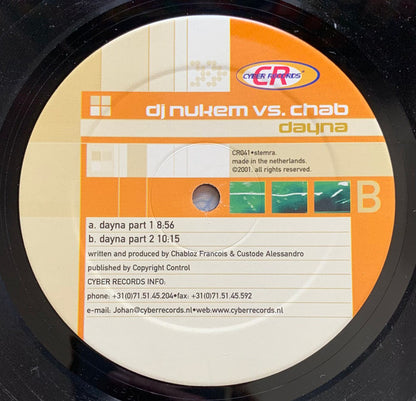 DJ Nukem Vs. Chab – Dayna (12", Cyber Records, 2001) Back Cover