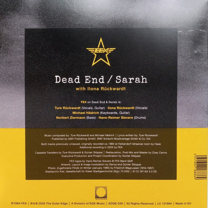 Fex – Dead End (7", The Outer Edge, 2026) Back Cover