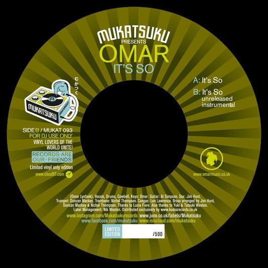 Mukatsuku Presents Omar - It's So (7")