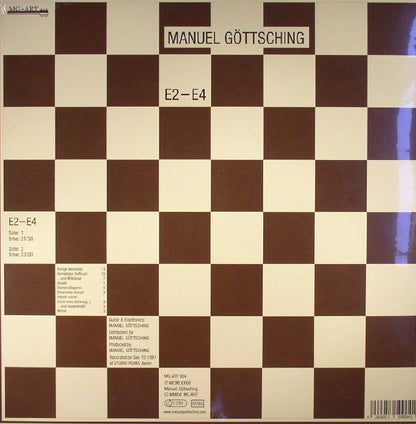 Manuel Göttsching – E2–E4 (LP, Embossed Cover, MG.ART, 2016) Back Cover