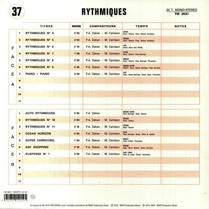 Pierre-Alain Dahan et Mat Camison - Rythmiques (LP)
