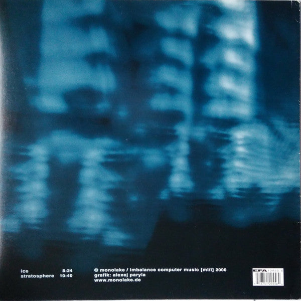 Monolake – Ice. Stratosphere (12", Icy Translucent, Monolake / Imbalance Computer Music, 2000) Back Cover