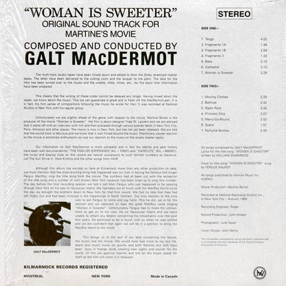 Galt MacDermot – Woman Is Sweeter (Original Soundtrack) (LP, Kilmarnock, 0) Back Cover