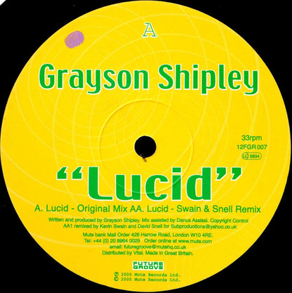Grayson Shipley – Lucid (12", Future Groove, 2000) Back Cover