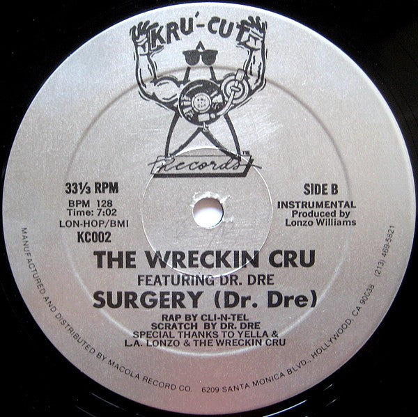 The Wreckin' Cru' – Surgery (12", Kru-Cut Records, 1984) Image 4