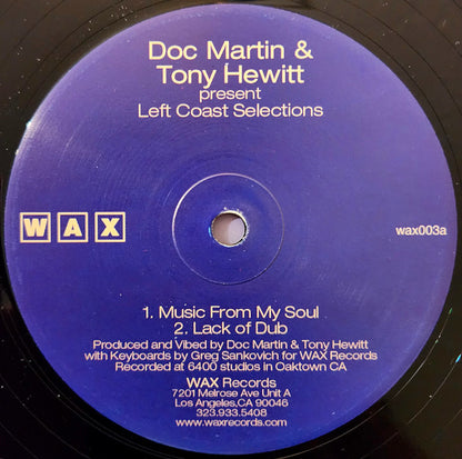 Doc Martin & Tony Hewitt – Left Coast Selections (12", Wax Records, 2001) Back Cover