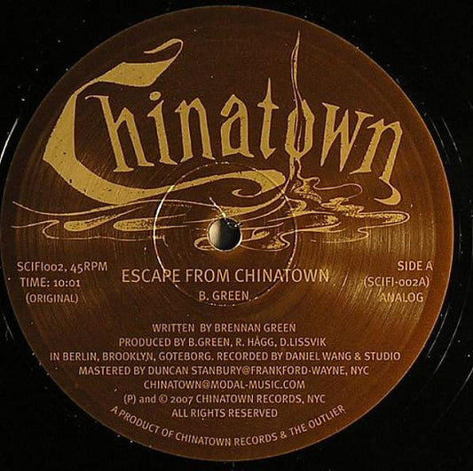 B. Green / Studio – Escape From Chinatown / East Side (12", Chinatown Records, 2007) Front Cover