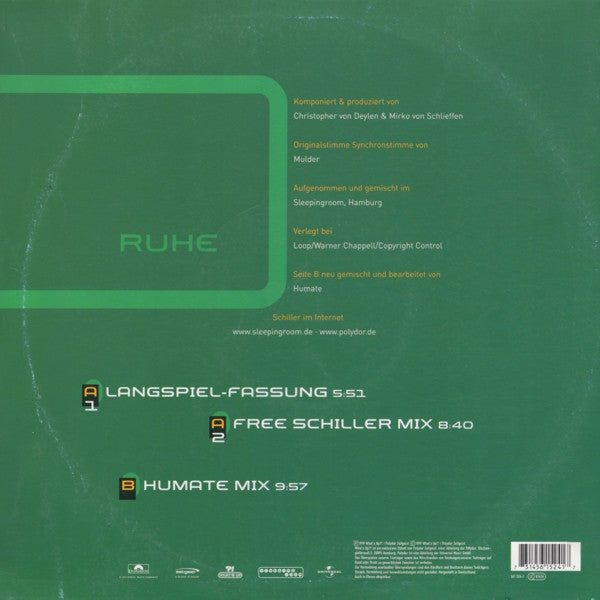 Schiller – Ruhe (12", Green Front Artwork, What's Up ?!, 1999) Back Cover