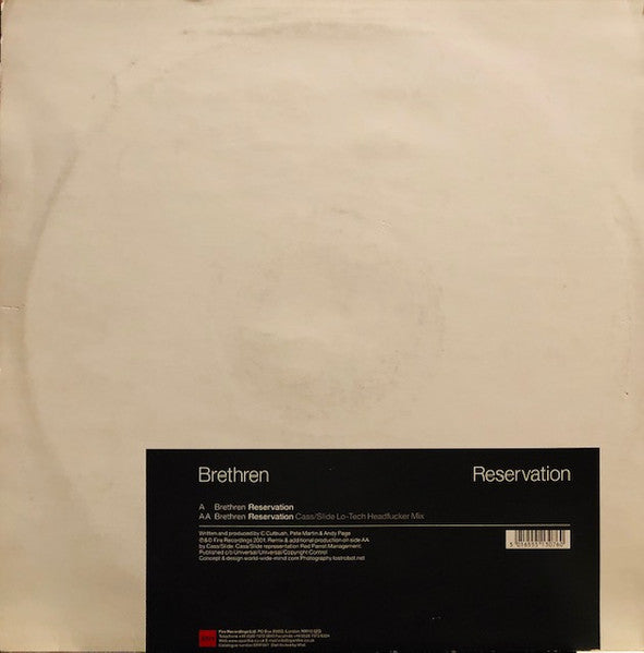 Brethren – Reservation (12", Fire, 2001) Back Cover