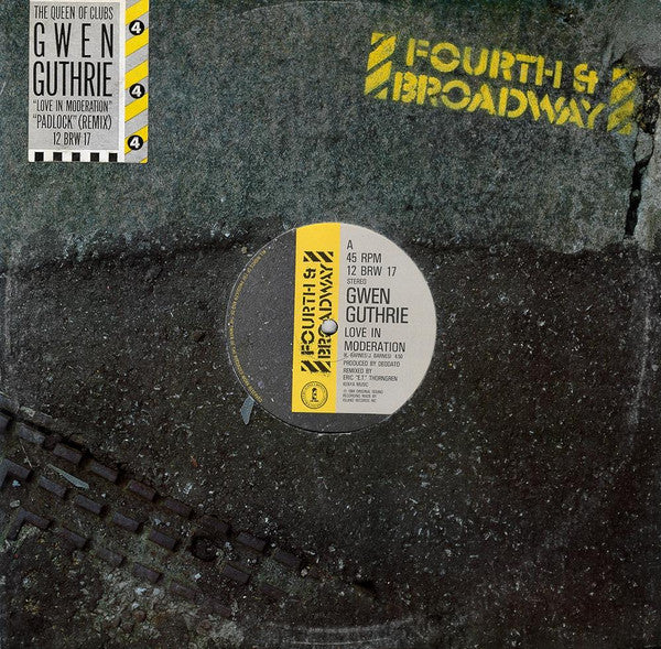 Gwen Guthrie – Love In Moderation (12", Company Sleeve, 4th & Broadway, 1985) Image 3
