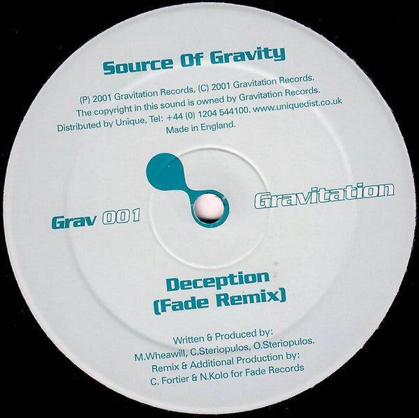Source Of Gravity – Metallic Groove / Deception (12", Gravitation Records, 2001) Back Cover