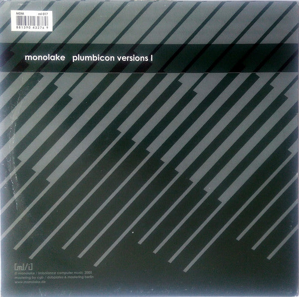 Monolake – Plumbicon Versions I (12", White Opaque, Monolake / Imbalance Computer Music, 2005) Back Cover