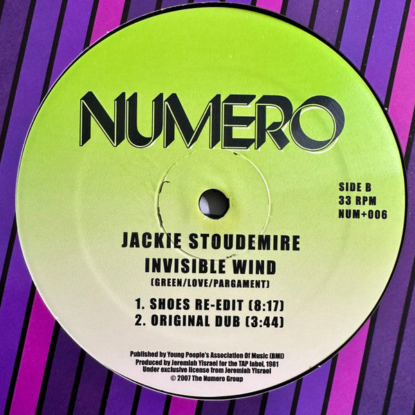 Jackie Stoudemire – Invisible Wind (12", Numero, 2007) Back Cover