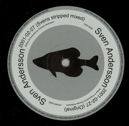 Sven Andersson – 2001-02-27 (12", Inkfish Recordings, 2000) Front Cover