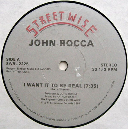 John Rocca – I Want It To Be Real (12", Generic Cover, Streetwise, 1984) Front Cover